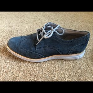 Cole Haan Lunargrand blue suede wingtip shoes women’s size 8B